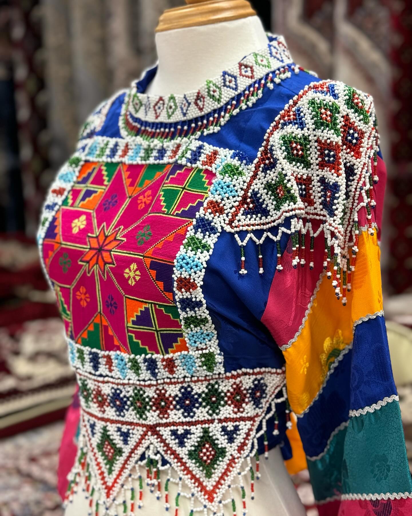 Afghan Top, Upper Body Afghan Women Handmade Dress with White Handmade Chirma #2118