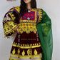 Afghan New Desgin Dark Red Velvet Gand E Afghani Yellow Chirma Afghan Women Dress #2093