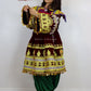 Afghan New Desgin Dark Red Velvet Gand E Afghani Yellow Chirma Afghan Women Dress #2093