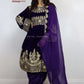 Afghan New Desgin Purpler Velvet Gand E Afghani Gold Chirma Afghan Women Dress #2094