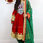 Afghan New Design Red Velvet Gand E Afghani Yellow Chirma Afghan Women Dress #2091