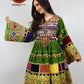 Afghani Kuchi Velvet Gand E Afghani With Yellow Chirma Afghani Women Dress #2110