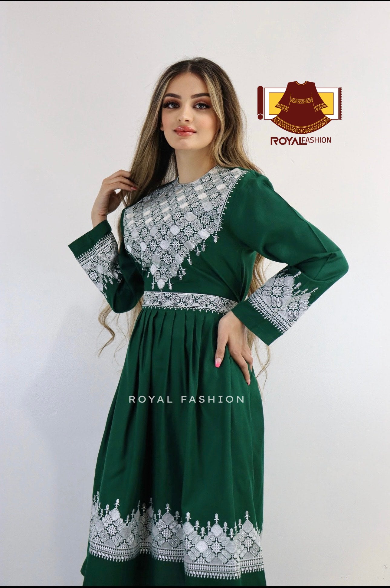 Afghani Hazaragi Dress with White Gull Duzi and Cotton Material #2055