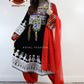 Afghan New Desgin Black Velvet Gand E Afghani White Chirma Afghan Women Dress #2050