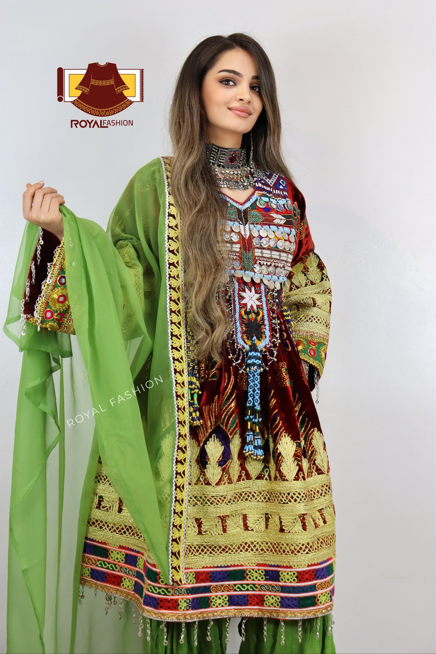 Afghani New Kuchi Bakhmal Dress Traditional Afghan Women Clothes #2115