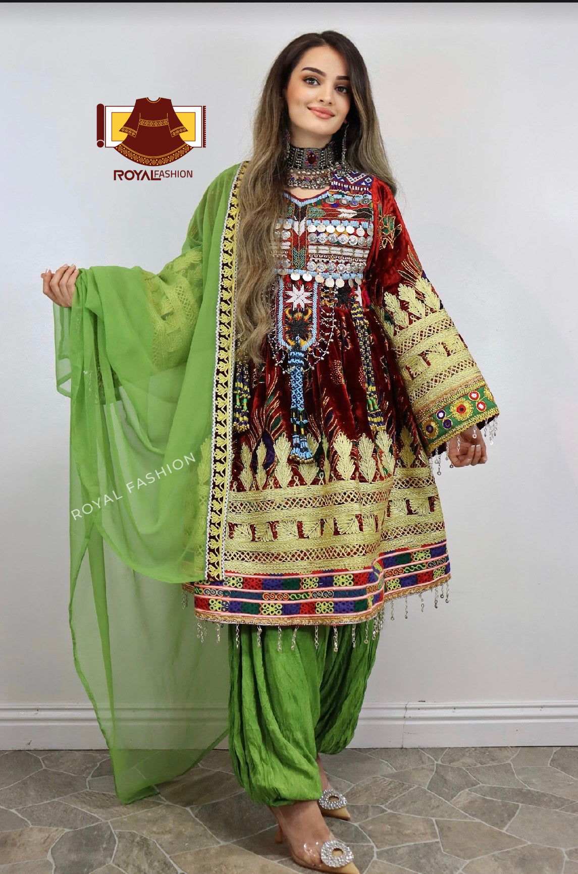 Afghani New Kuchi Bakhmal Dress Traditional Afghan Women Clothes #2115