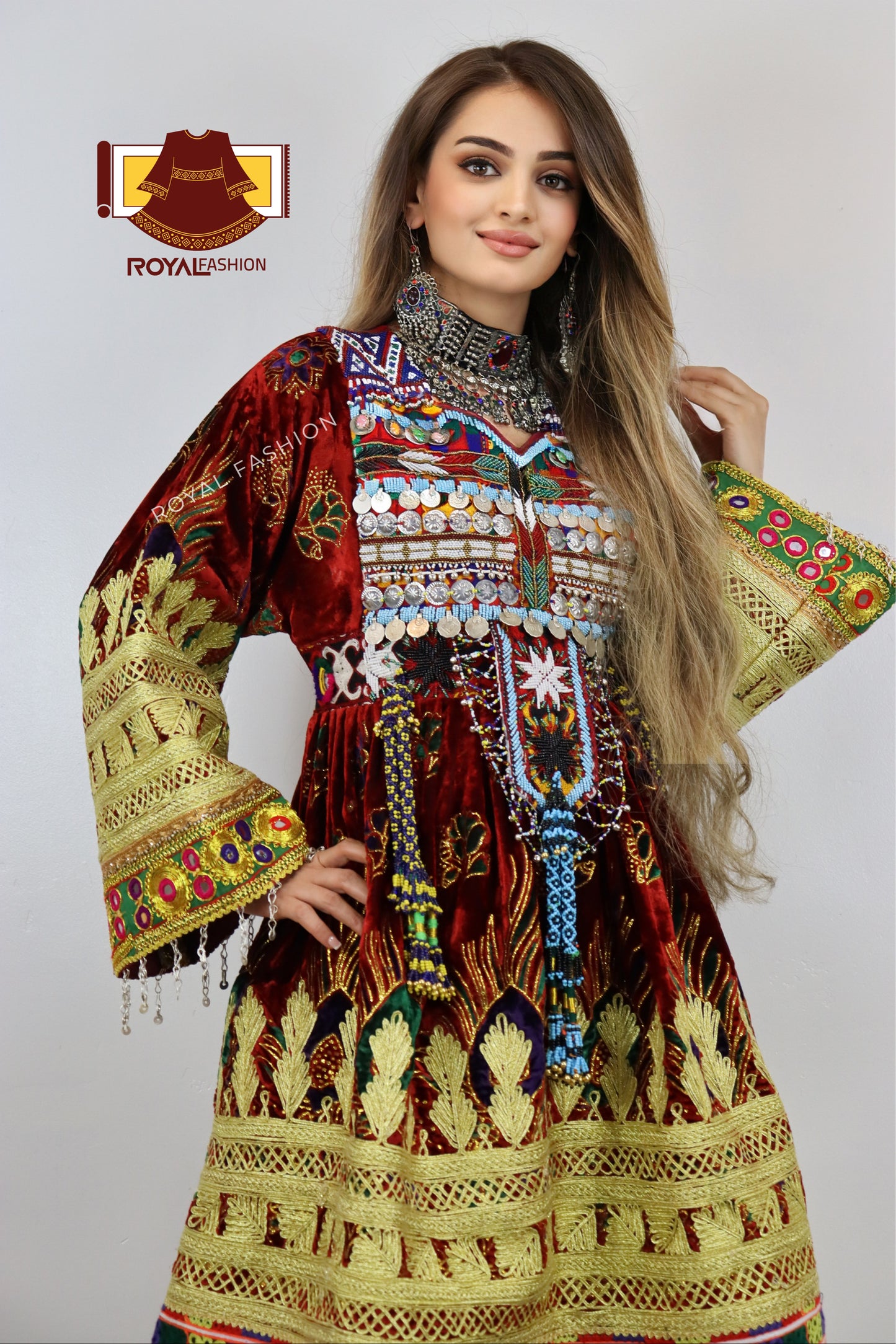 Afghani New Kuchi Bakhmal Dress Traditional Afghan Women Clothes #2115