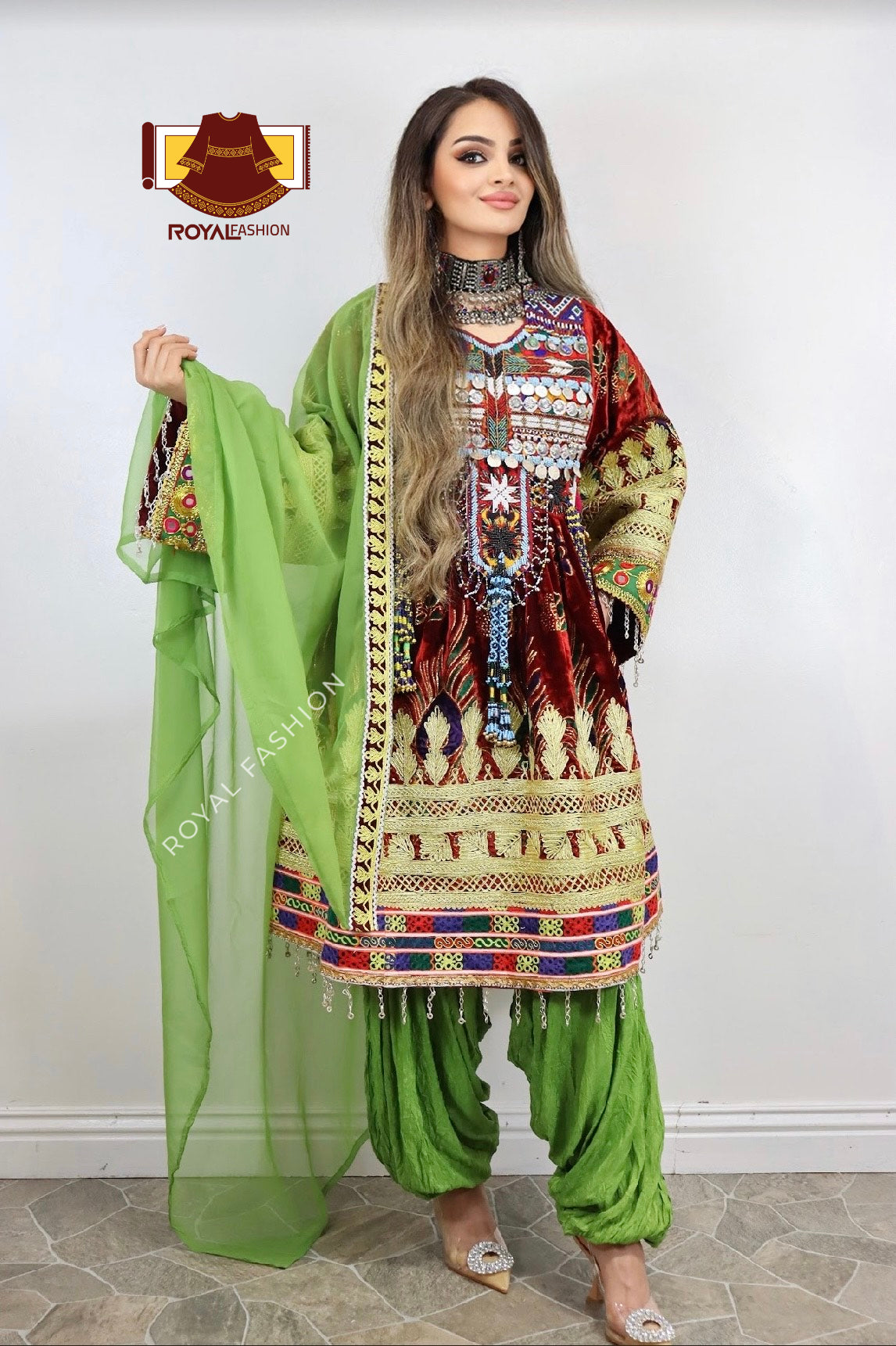 Afghani New Kuchi Bakhmal Dress Traditional Afghan Women Clothes #2115