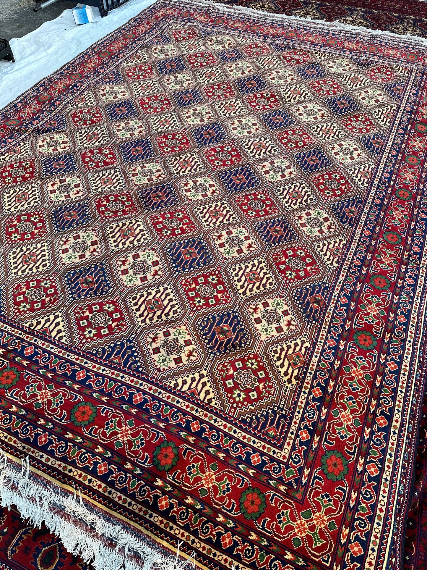 Yosufi Handmade Afghani Red Rug 11.5ft x 8.2ft