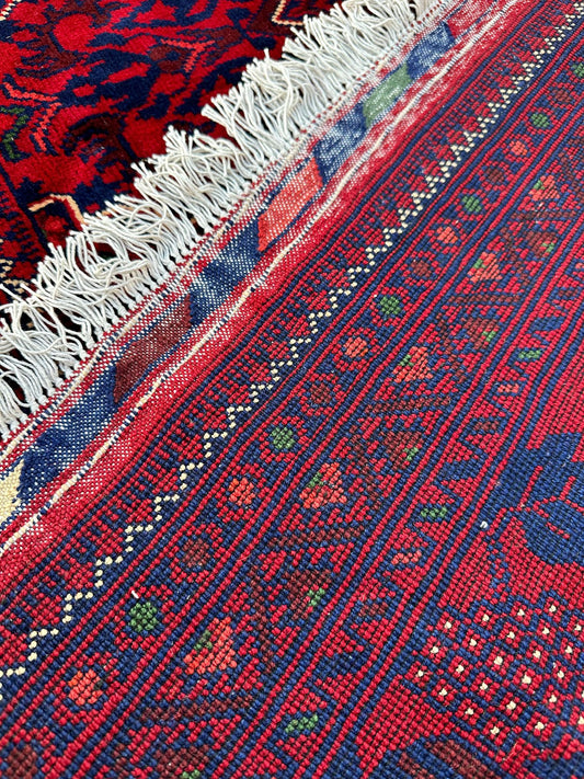 Handmade 6.5ftx10ft Afghani Red Rug