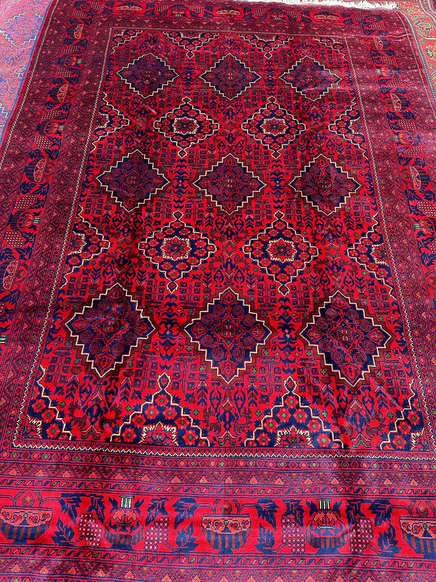 Handmade 6.5ftx10ft Afghani Red Rug