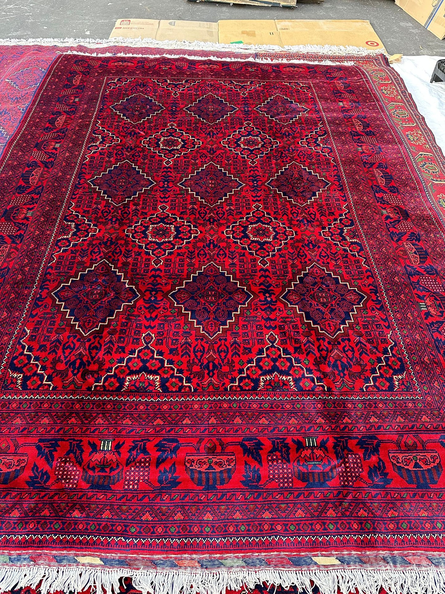 Handmade 6.5ftx10ft Afghani Red Rug