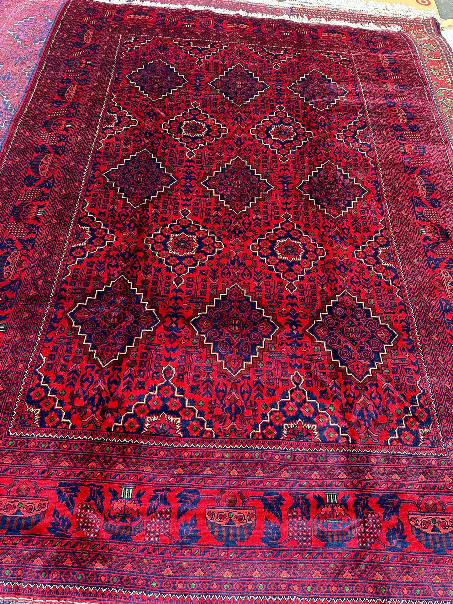 Handmade 6.5ftx10ft Afghani Red Rug