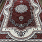 Red Color Persian Design Isfahan Carpet With Big Flower #3025