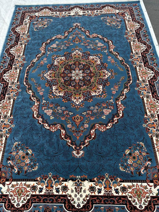 BLUE Persian Design Isfahan Carpet With Big Flower #3029