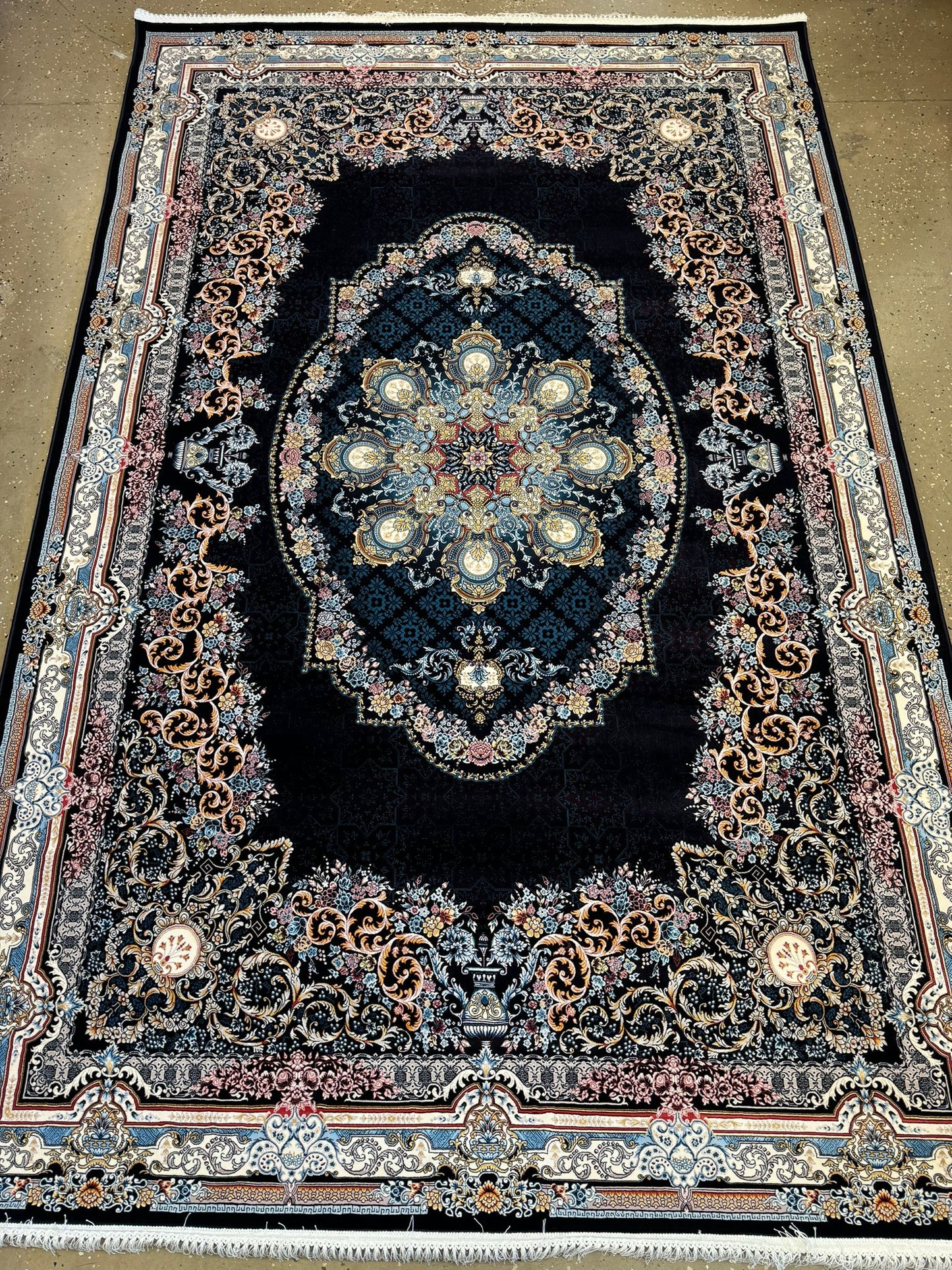 Navy Kashan Persian Carpet High Quality (1200 SHANA) #3031