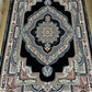 Black Color Kashan Area Rug 1200 Reeds High Quality Carpet #5486A