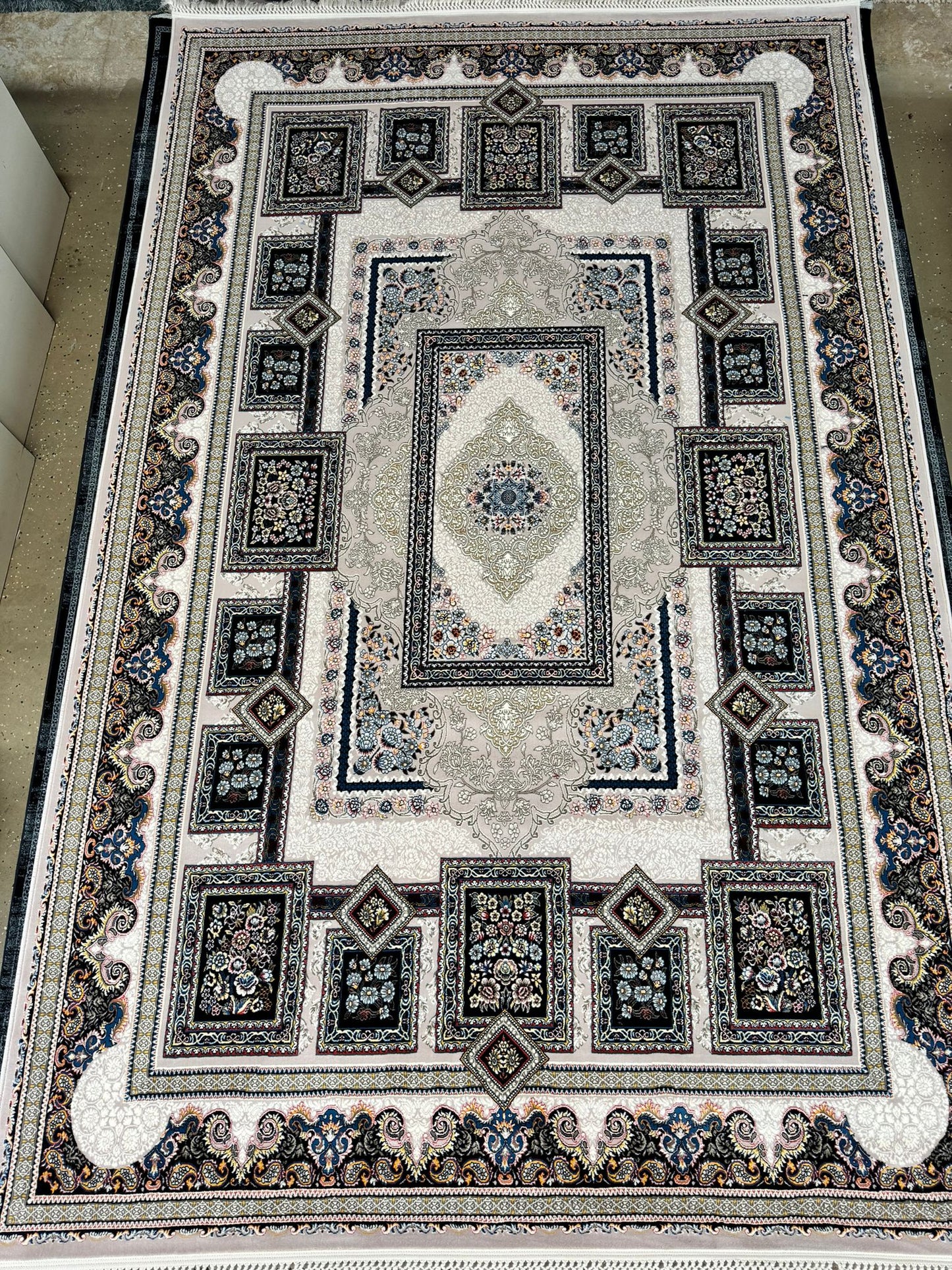 Beige Color Kashan Area Rug 1200 Reeds High Quality Carpet #5511A