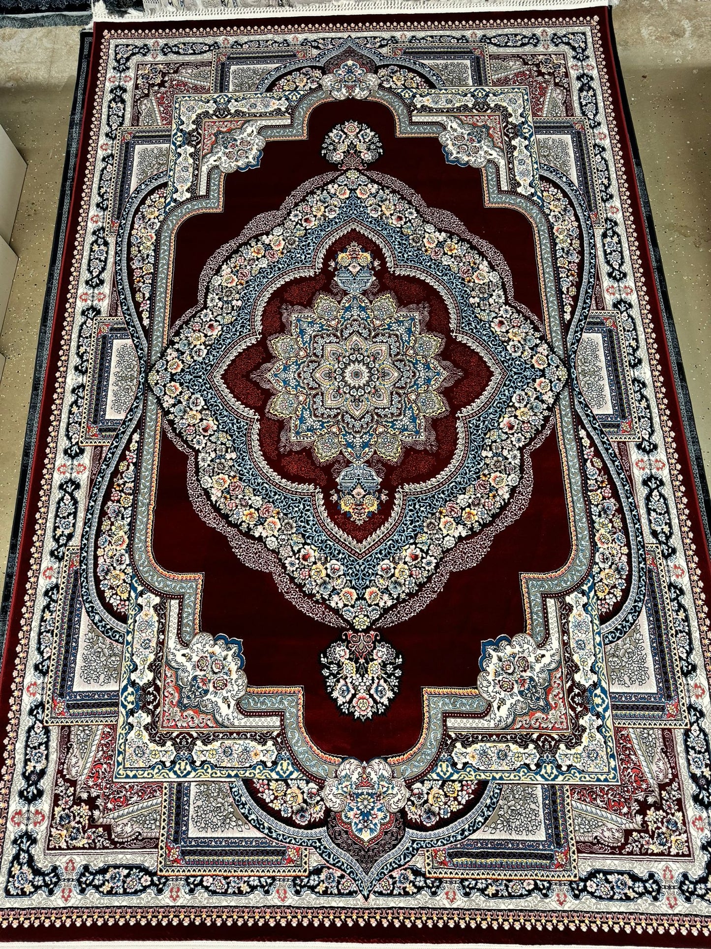 Red Color Kashan Area Rug 1200 Reeds High Quality Carpet #5486A