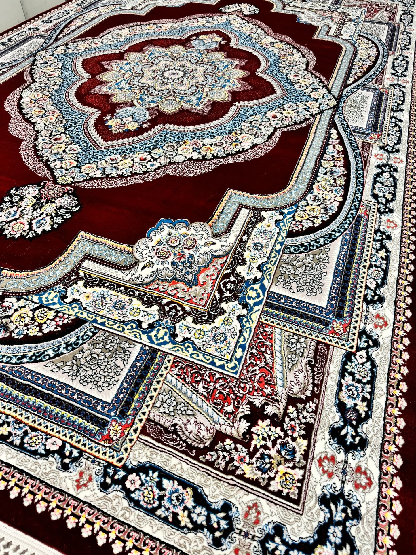 Red Color Kashan Area Rug 1200 Reeds High Quality Carpet #5486A