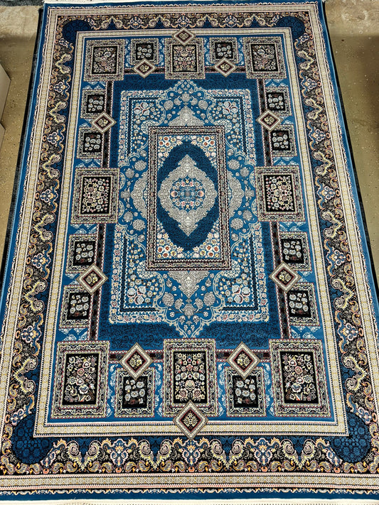 Dark Blue Color Kashan Area Rug 1200 Reeds High Quality Carpet #5511A
