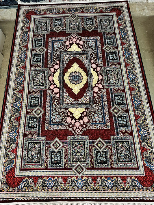 Red Color Kashan Area Rug 1200 Reeds High Quality Carpet #5511A