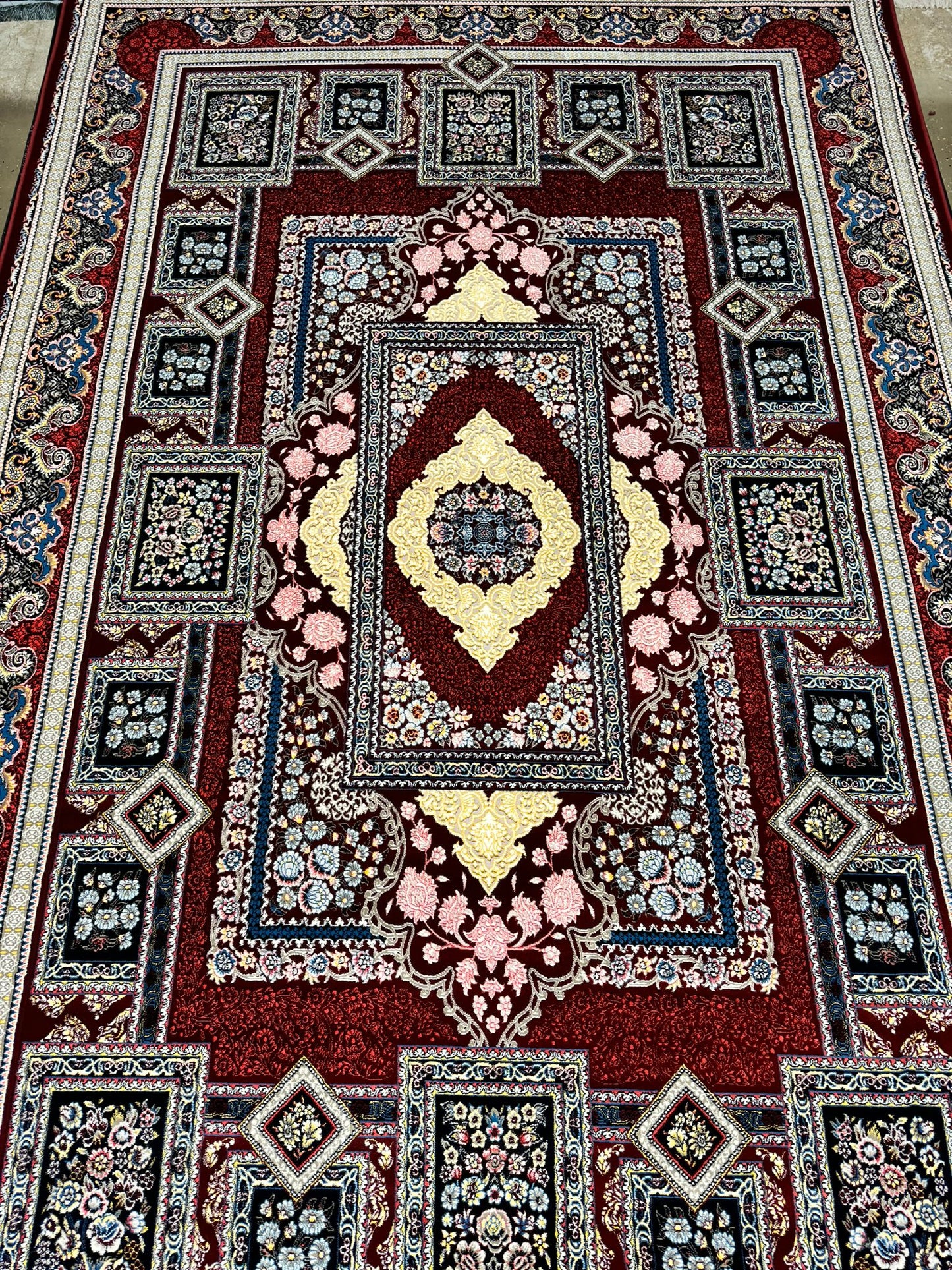 Red Color Kashan Area Rug 1200 Reeds High Quality Carpet #5511A