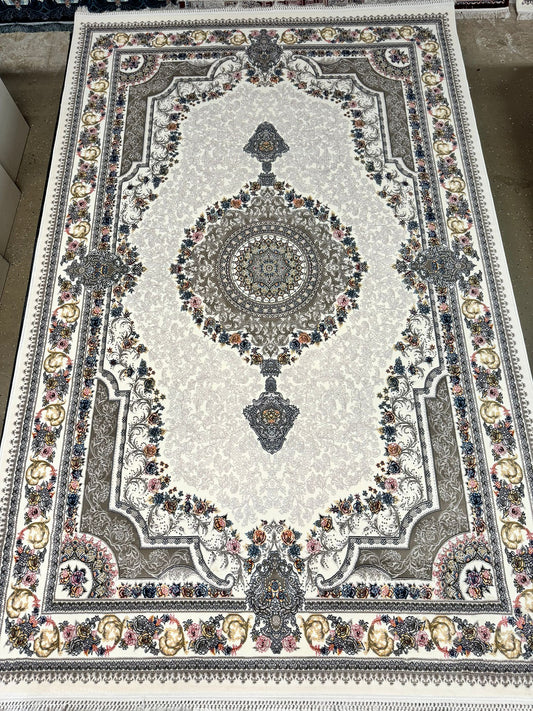 Creamy Color Kashan Area Rug 1200 Reeds GUL BARJASTA High Quality Carpet #5490U