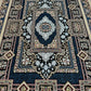 Black Color Kashan Area Rug 1200 Reeds High Quality Carpet #5511A