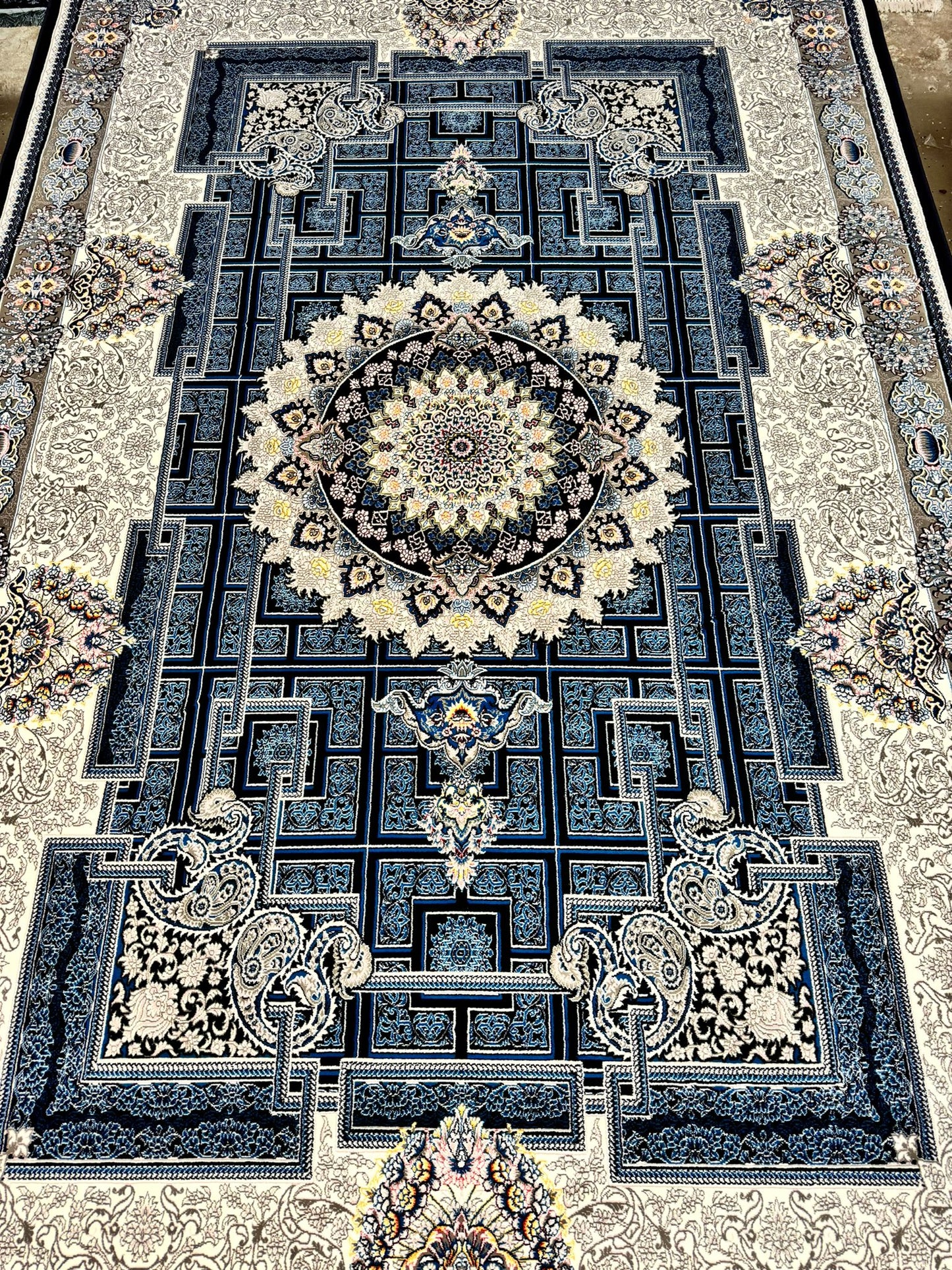 Black Color Kashan Area Rug 1200 Reeds High Quality Carpet #5514A