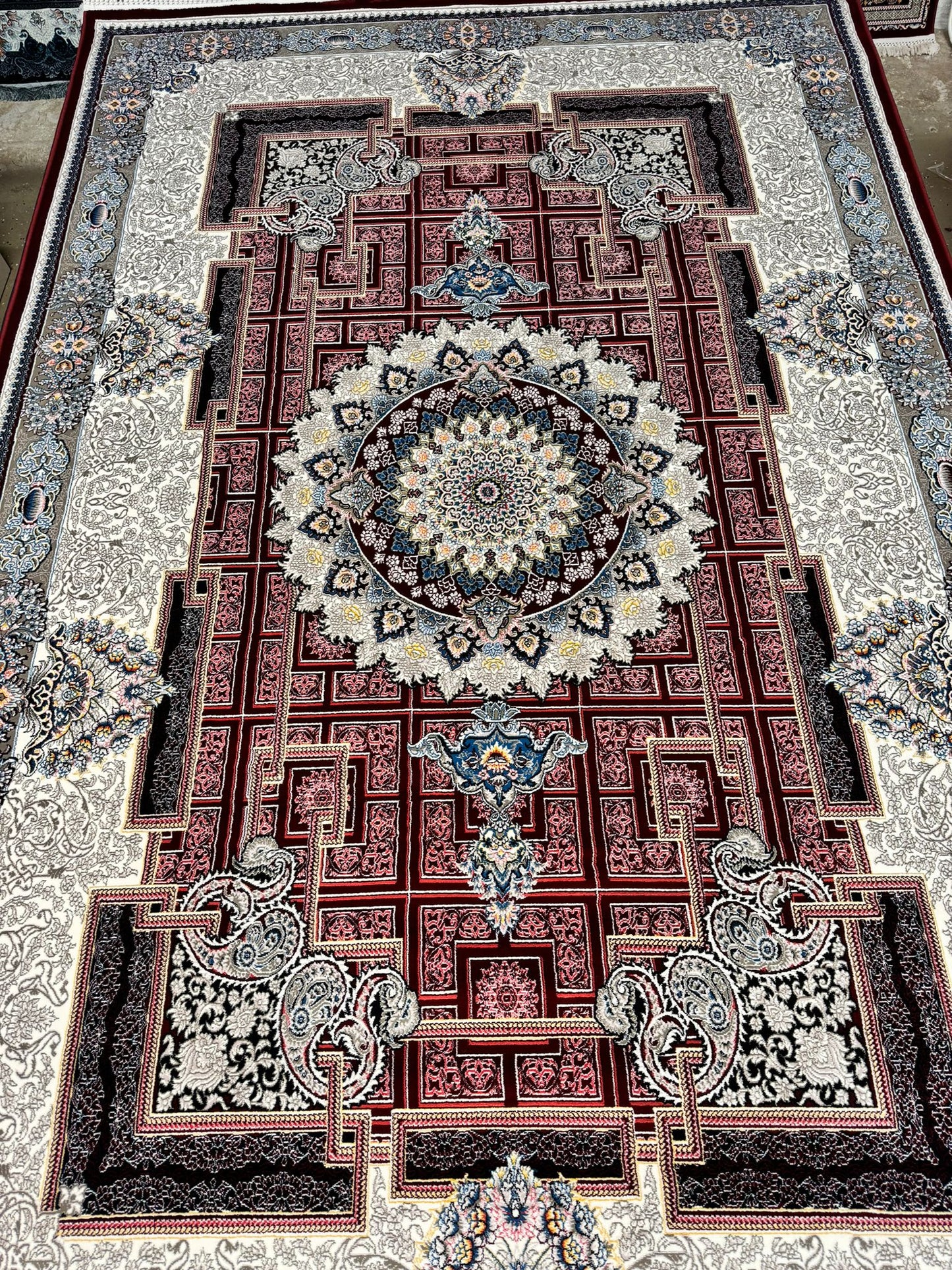 Red Color Kashan Area Rug 1200 Reeds High Quality Carpet #5514A