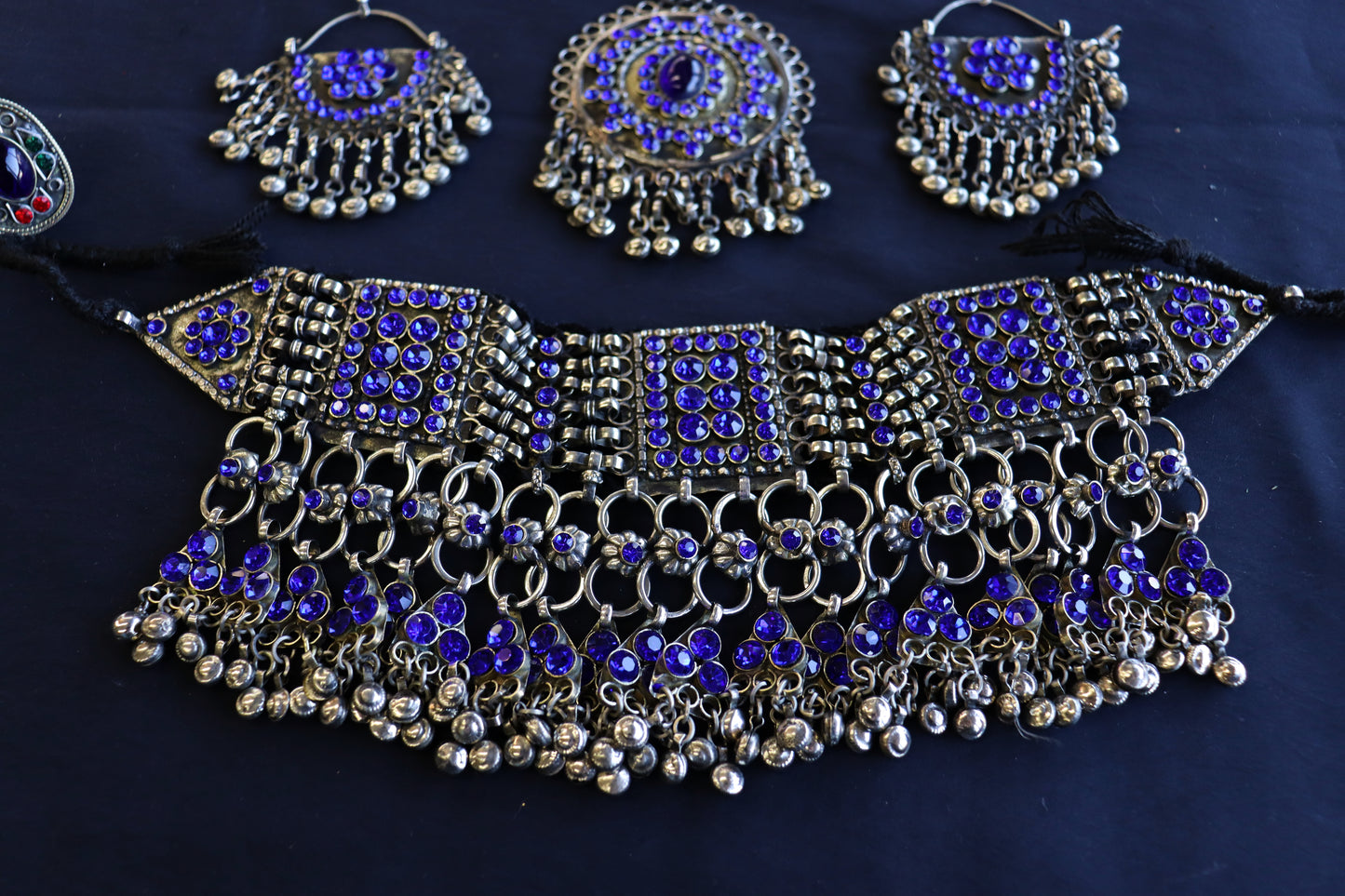 Afghan Handmade Kuchi Design Neckless With Earrings, Head Piece, and Beautiful Ring