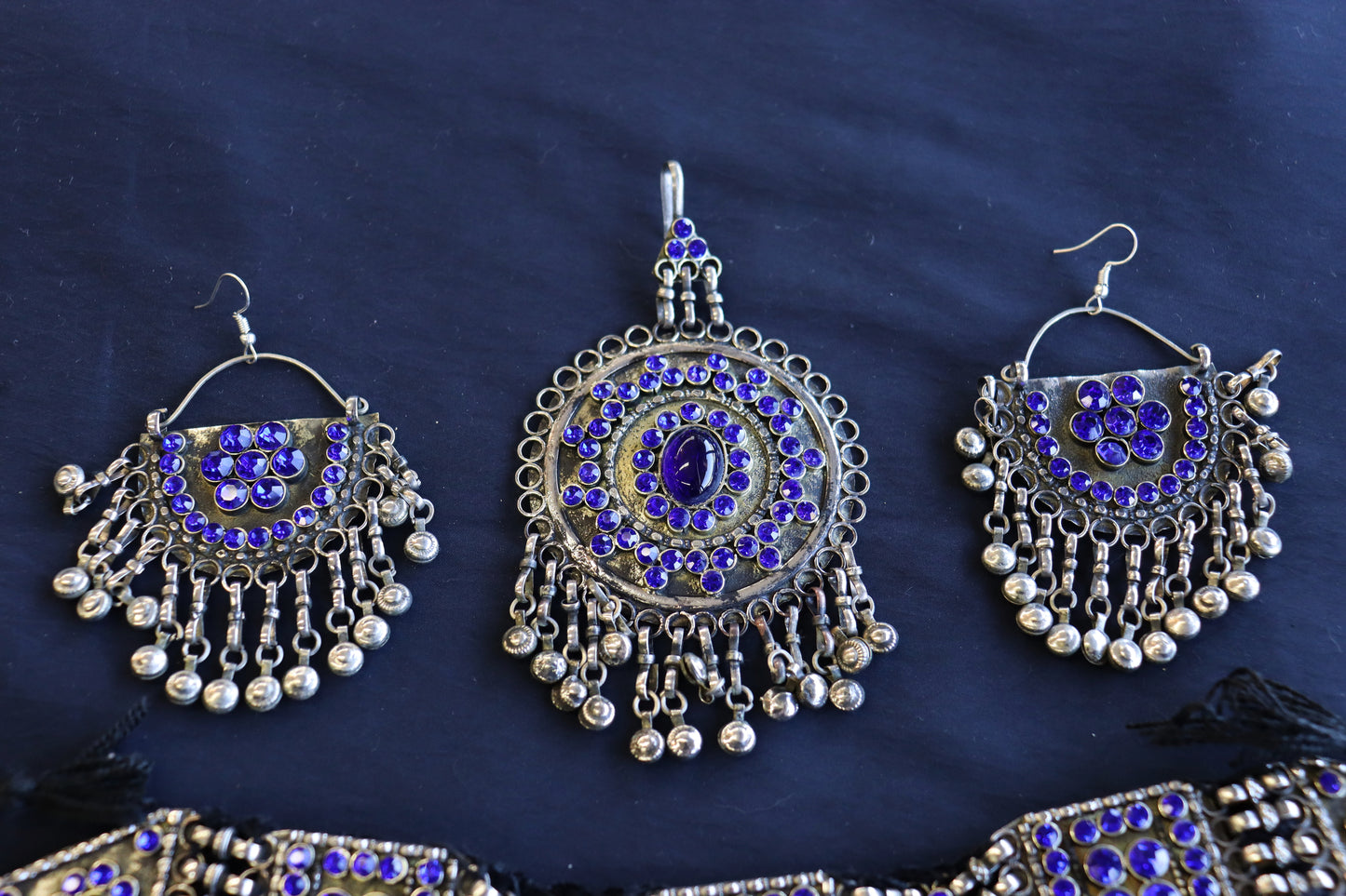 Afghan Handmade Kuchi Design Neckless With Earrings, Head Piece, and Beautiful Ring