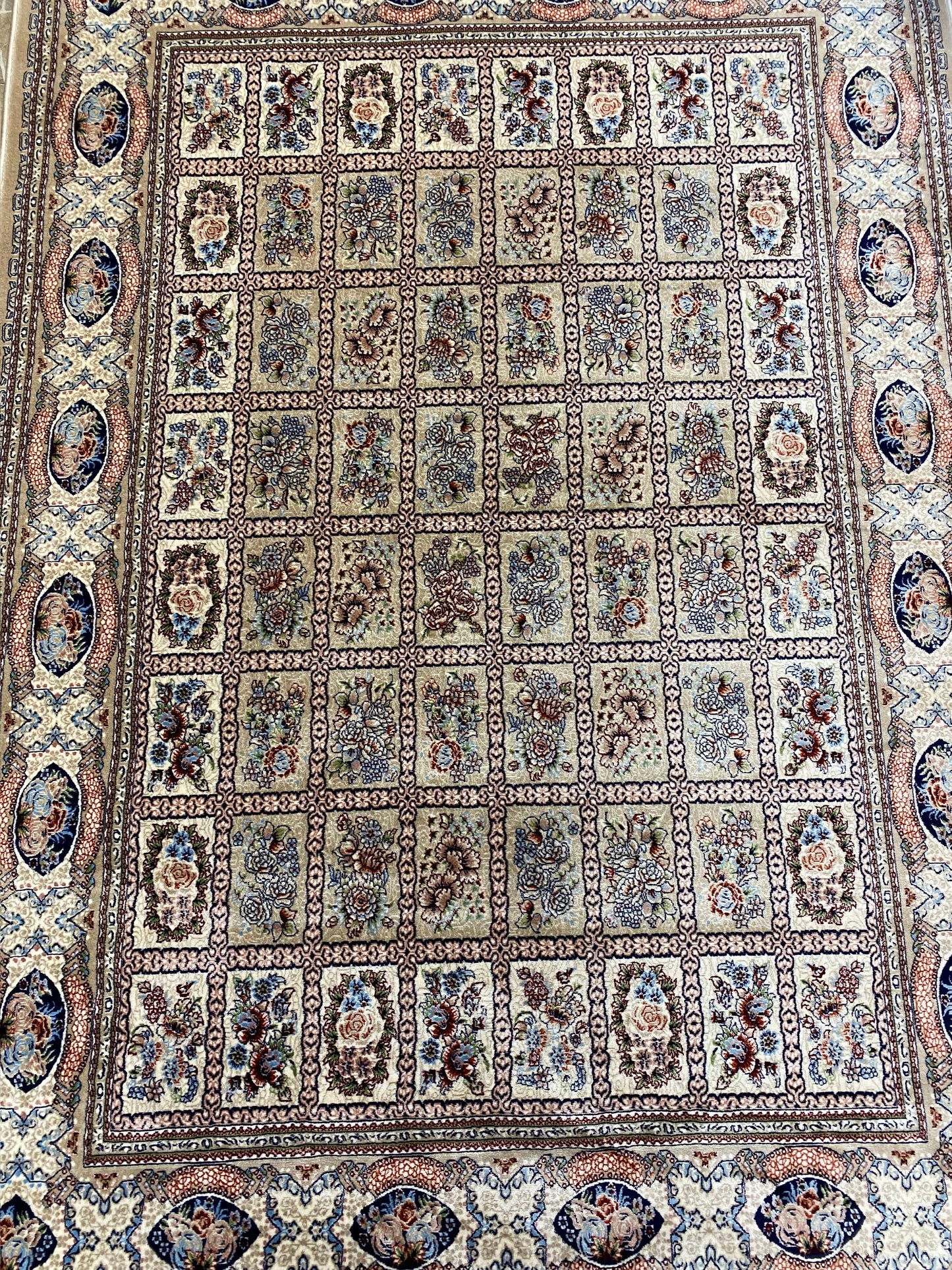 ‌Beige Isfahan Persian Design High Quality Machine Made Carpet #3004