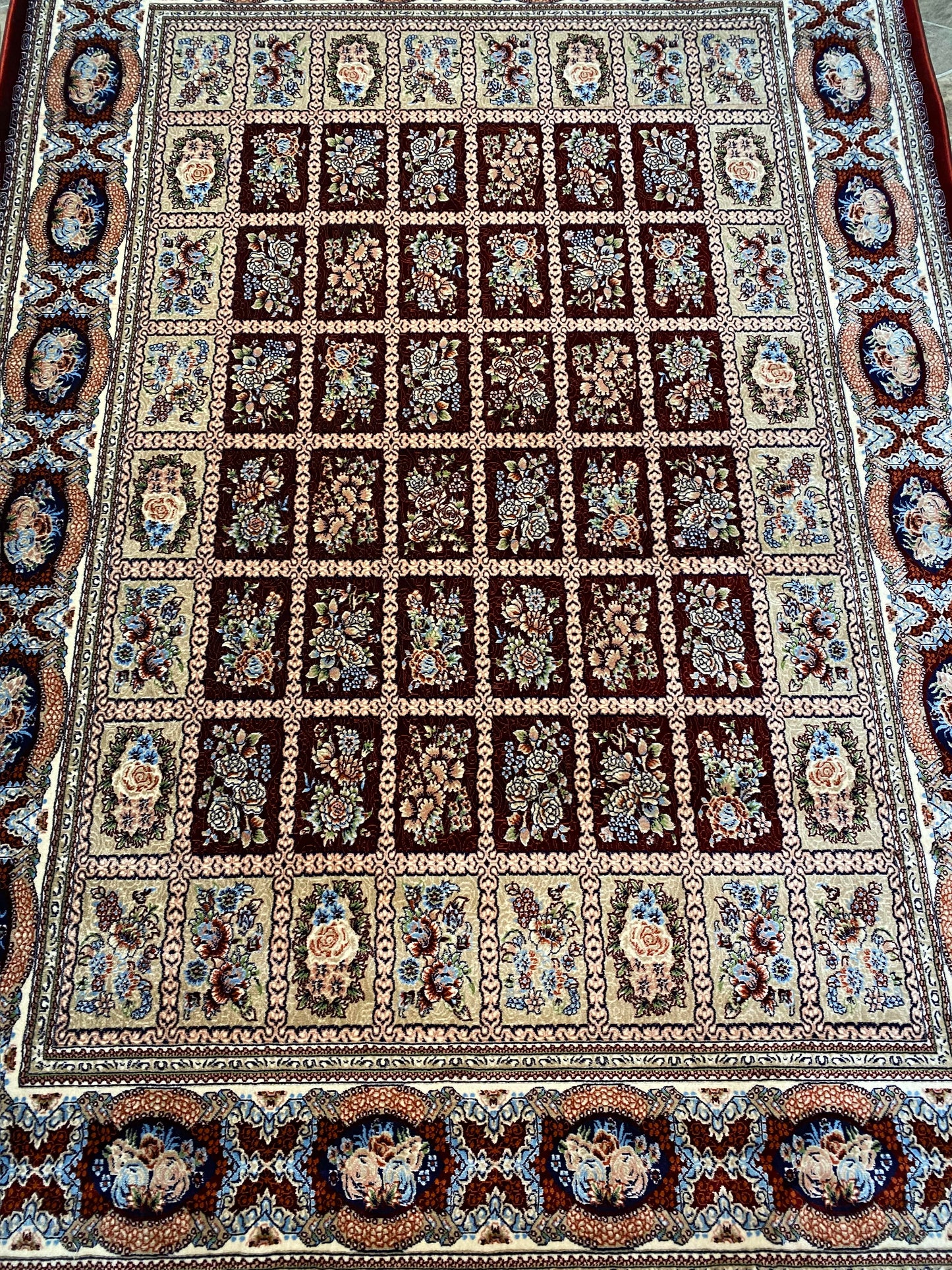 ‌Red Isfahan Persian Design High Quality Machine Made Carpet #3007