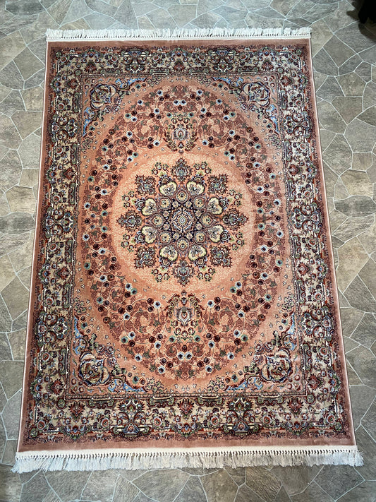 Light Pink Isfahan Persian Design High Quality Machine Made Carpet #3015