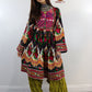 Black Color Gand E Afghani Gul Nigar Handmade Cotton Afghani Dress #2039