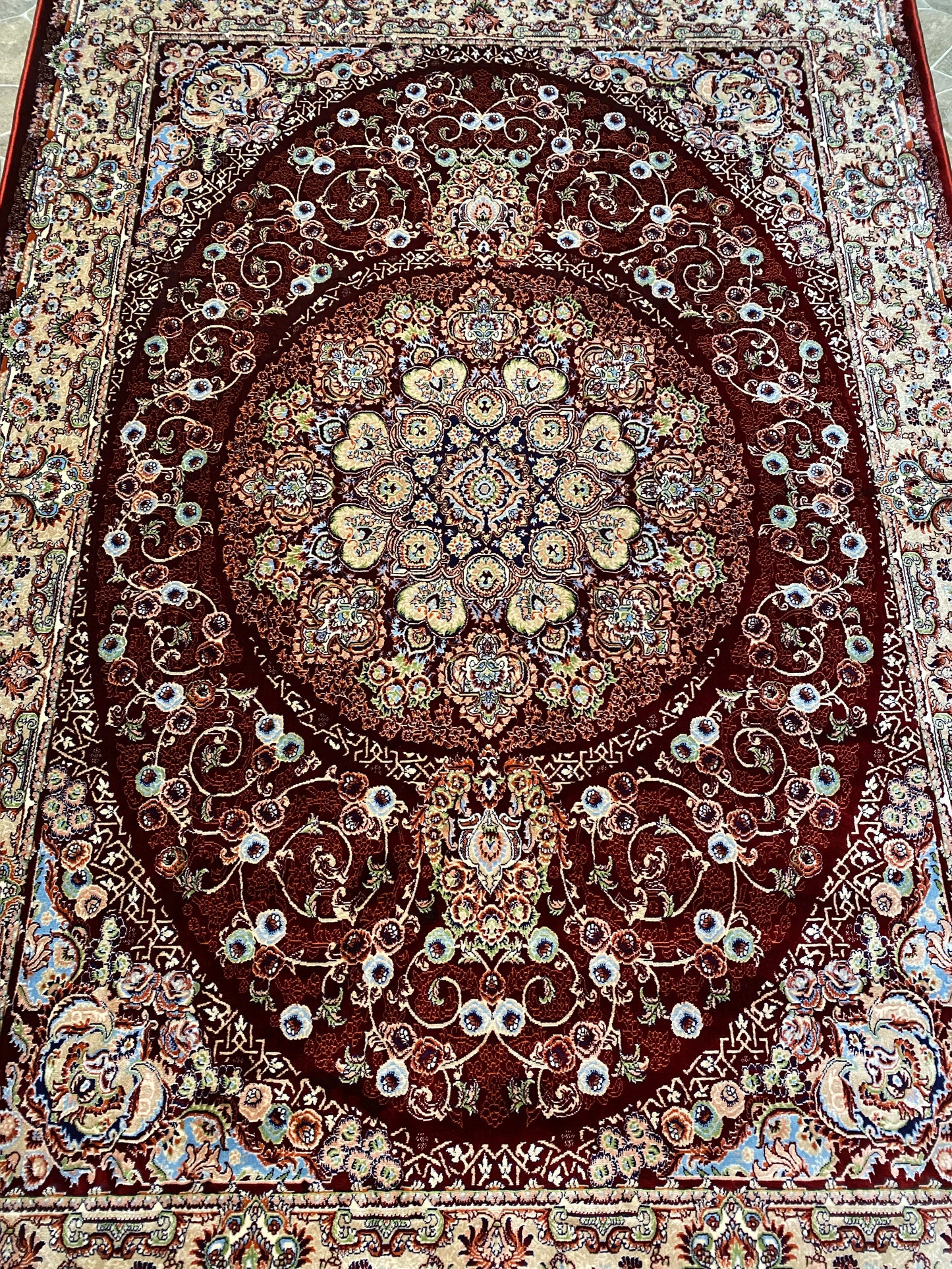 Red Isfahan Persian Design High Quality Machine Made Carpet #3018