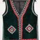 Afghan Traditional Men's Vest with White Gull Duzi And Multi Color Flower In the Front