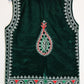 Afghan Traditional Men's Vest with White Gull Duzi And Multi Color Flower In the Front