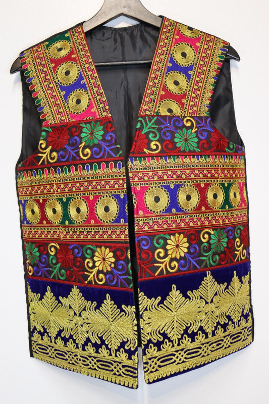 Afghan Traditional Men's Vest Hand-made and Gull Duzi with Multi Color