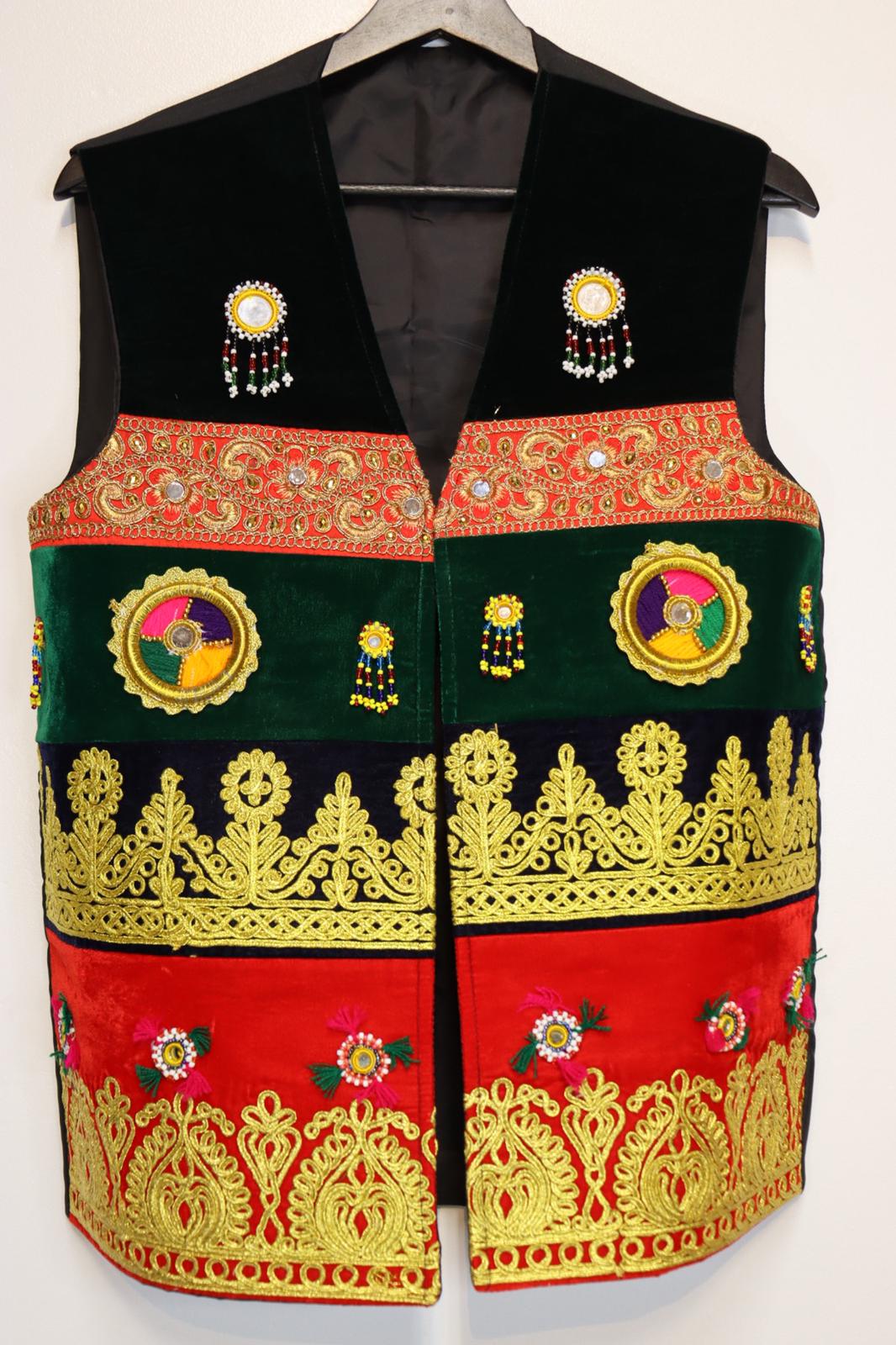 Afghan Traditional Men's Vest Hand-made and Gull Duzi with Multi Color