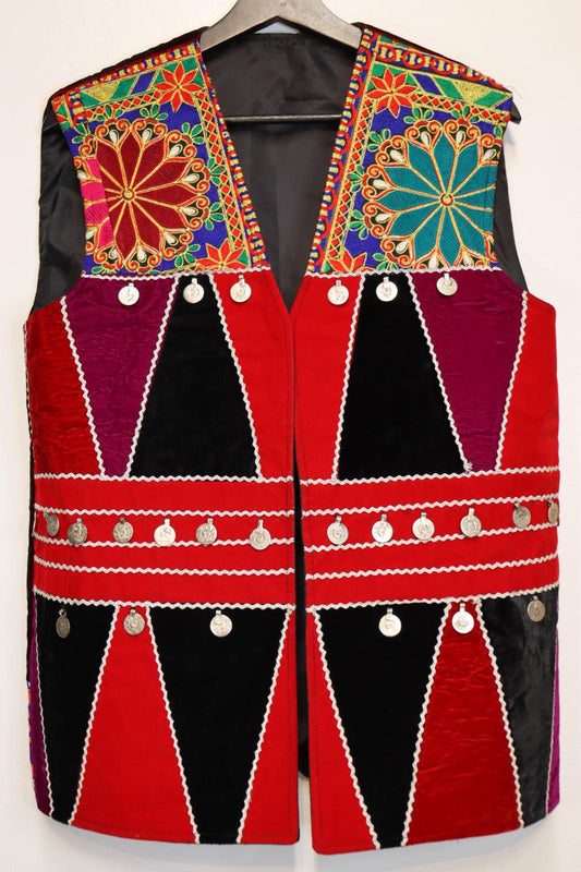 Afghan Traditional Men's Vest Hand-made and Gull Duzi with Multi Color