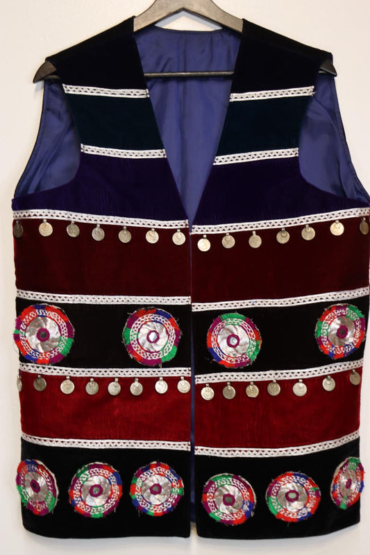 Afghan Traditional Men's Vest Hand-made and Gull Duzi with Multi Color