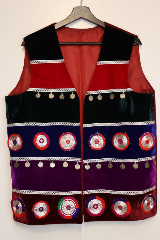 Afghan Traditional Men's Vest Hand-made and Gull Duzi with Multi Color