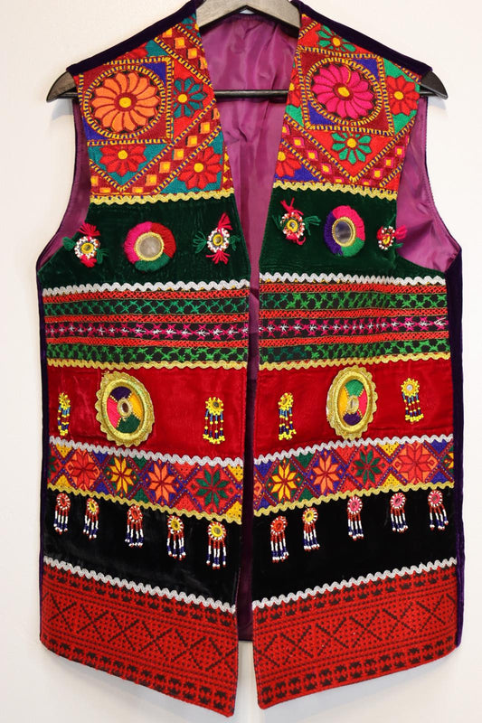 Afghan Traditional Men's Vest Hand-made and Gull Duzi with Multi Color