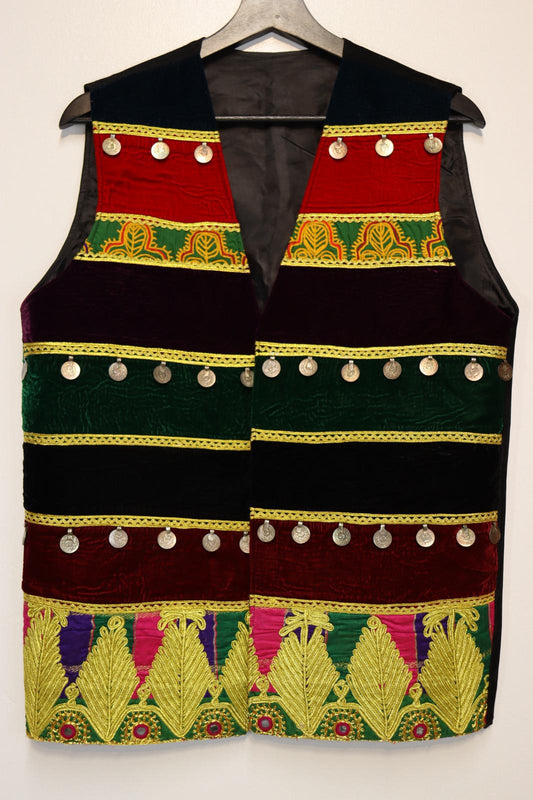 Afghan Traditional Men's Vest Hand-made and Gull Duzi with Multi Color