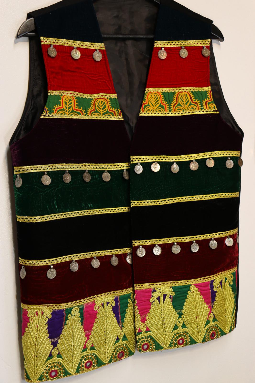 Afghan Traditional Men's Vest Hand-made and Gull Duzi with Multi Color