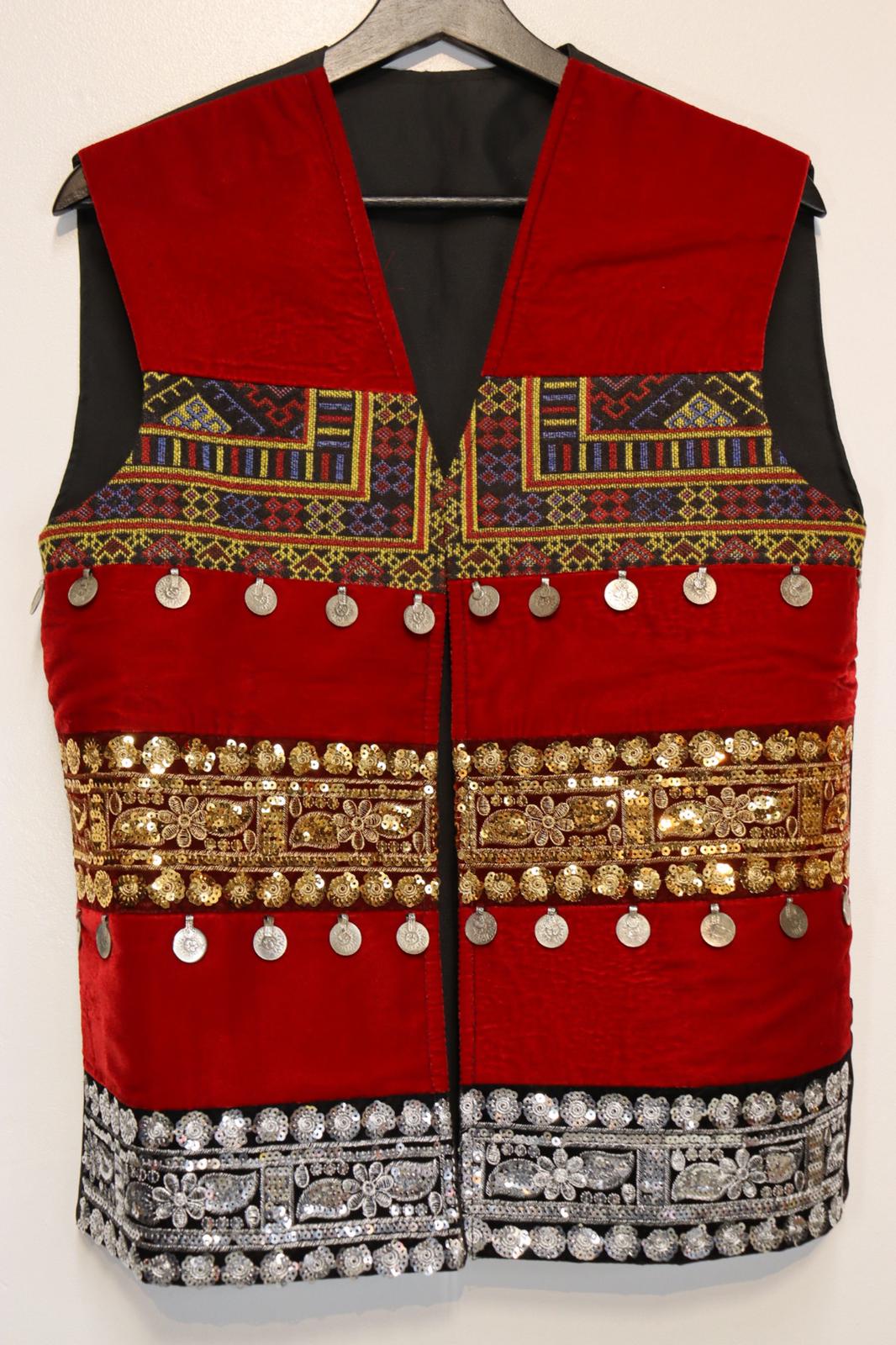 Afghan Traditional Men's Vest Hand-made and Gull Duzi with Multi Color