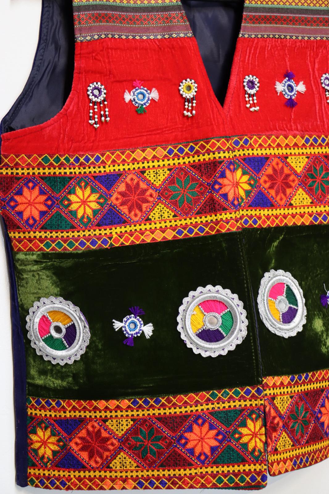 Afghan Traditional Men's Vest Hand-made and Gull Duzi with Multi Color